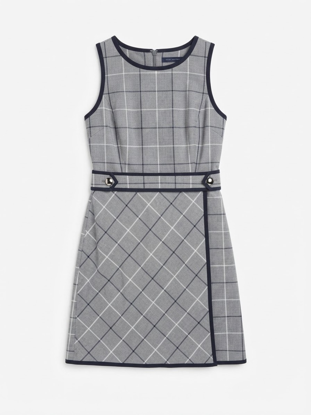 Tommy Hilfiger Grey Windowpane Plaid Sleeveless Sheath Dress (Size 8)